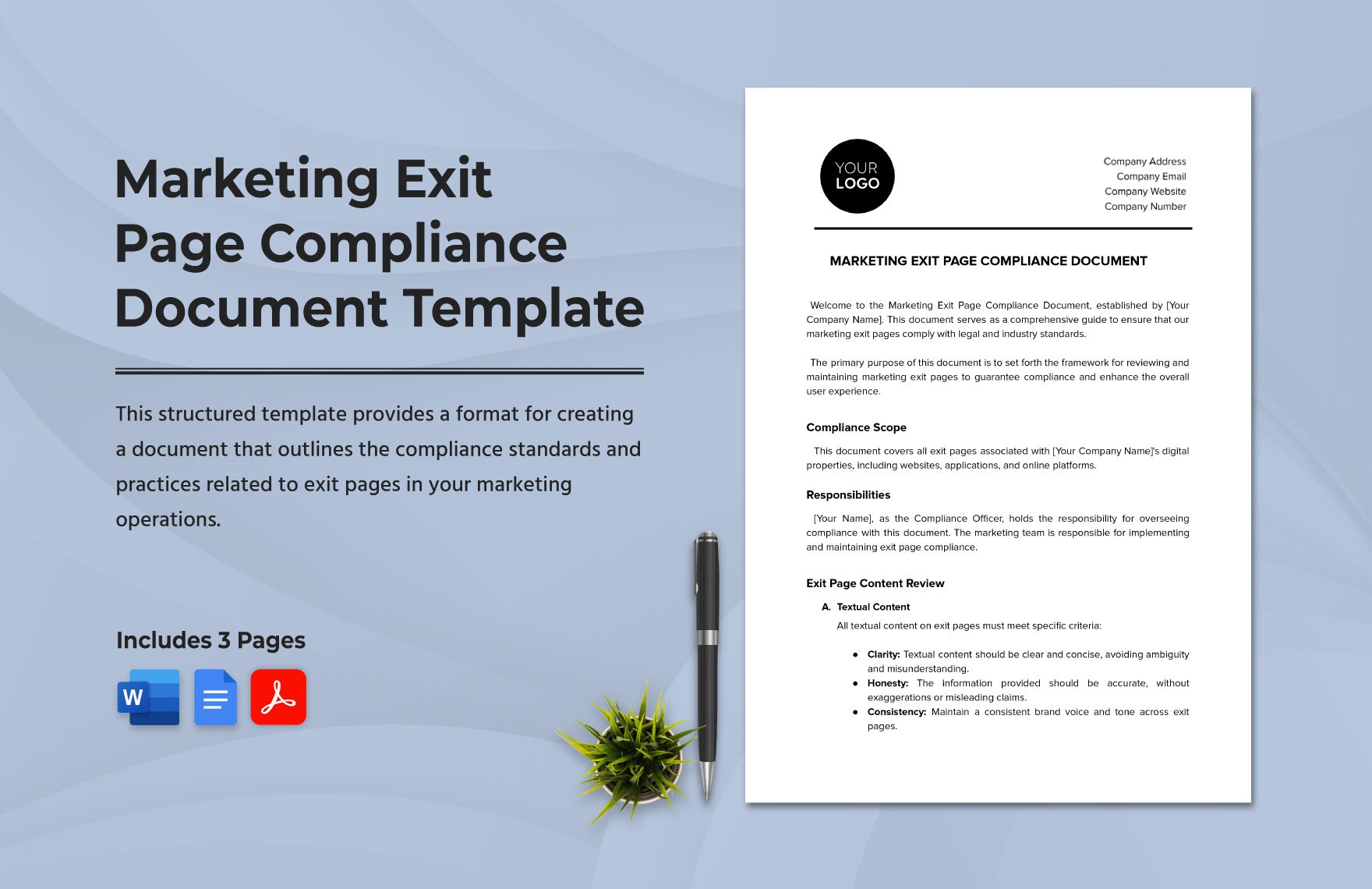 Marketing Exit Page Compliance Document Template