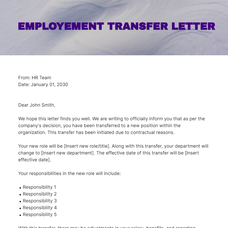 Employment Transfer Letter Template