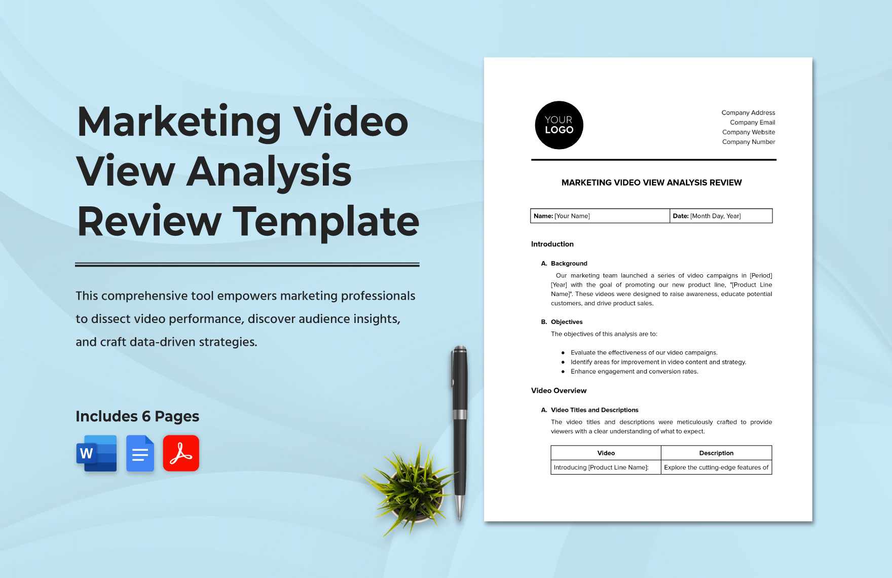 Marketing Video View Analysis Review Template