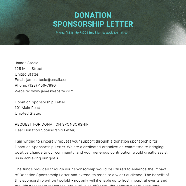 Donation Sponsorship Letter Template