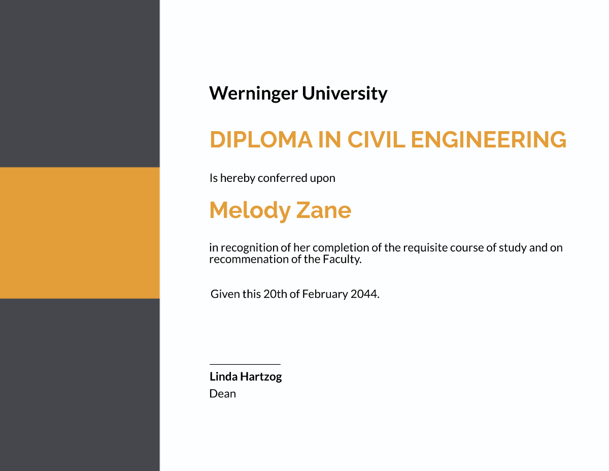 Civil Diploma Certificate