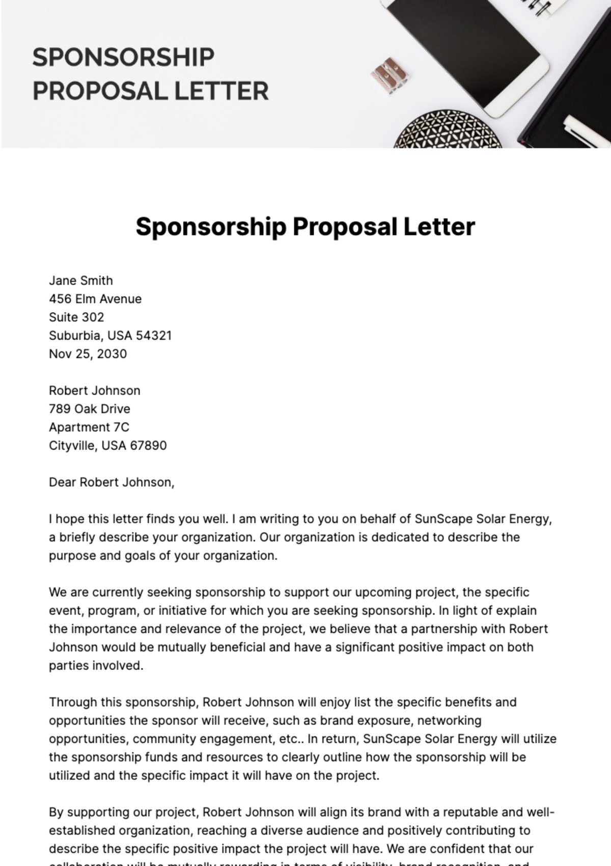 Free Sponsorship Proposal Letter Template