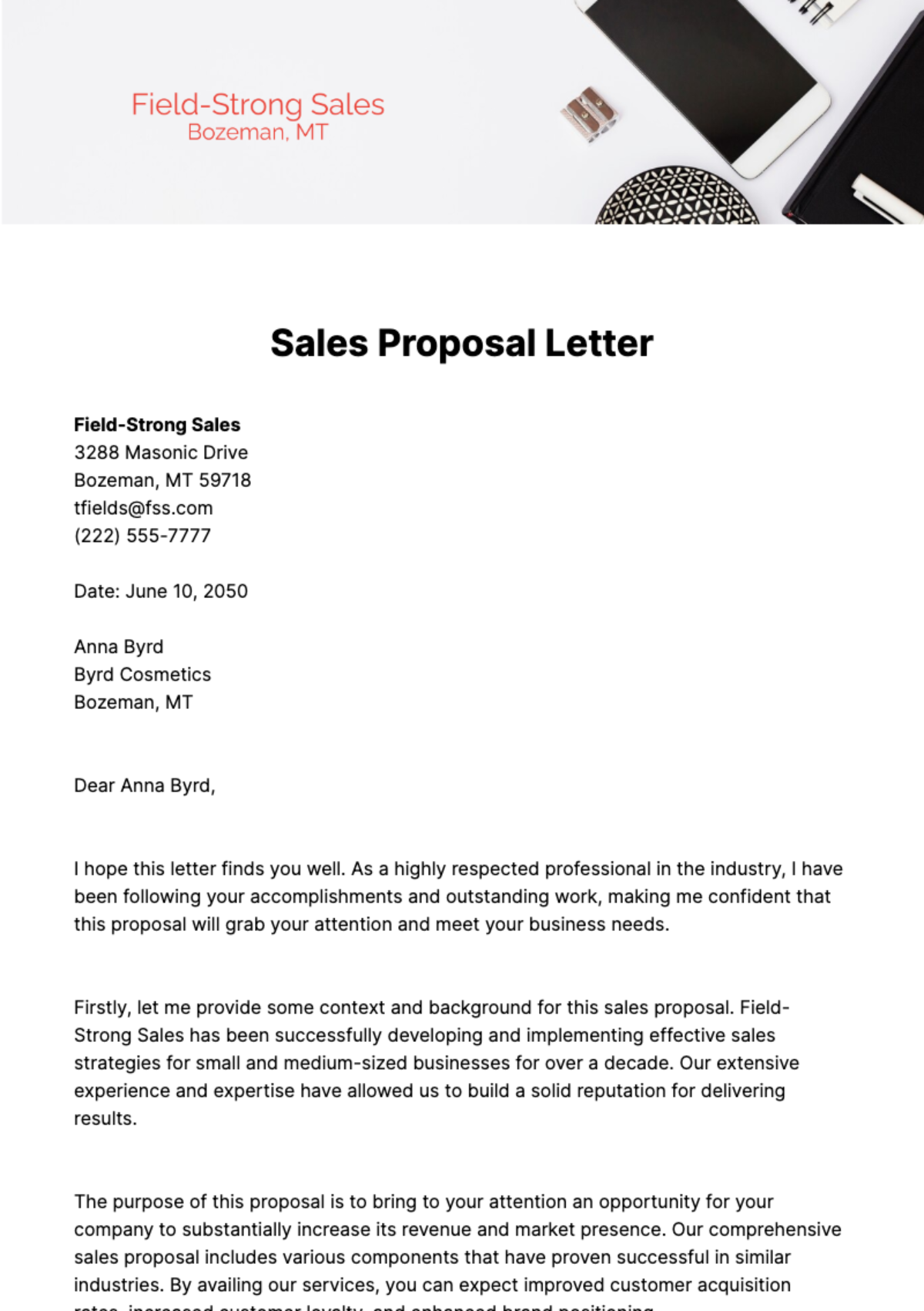Sales Proposal Letter Template