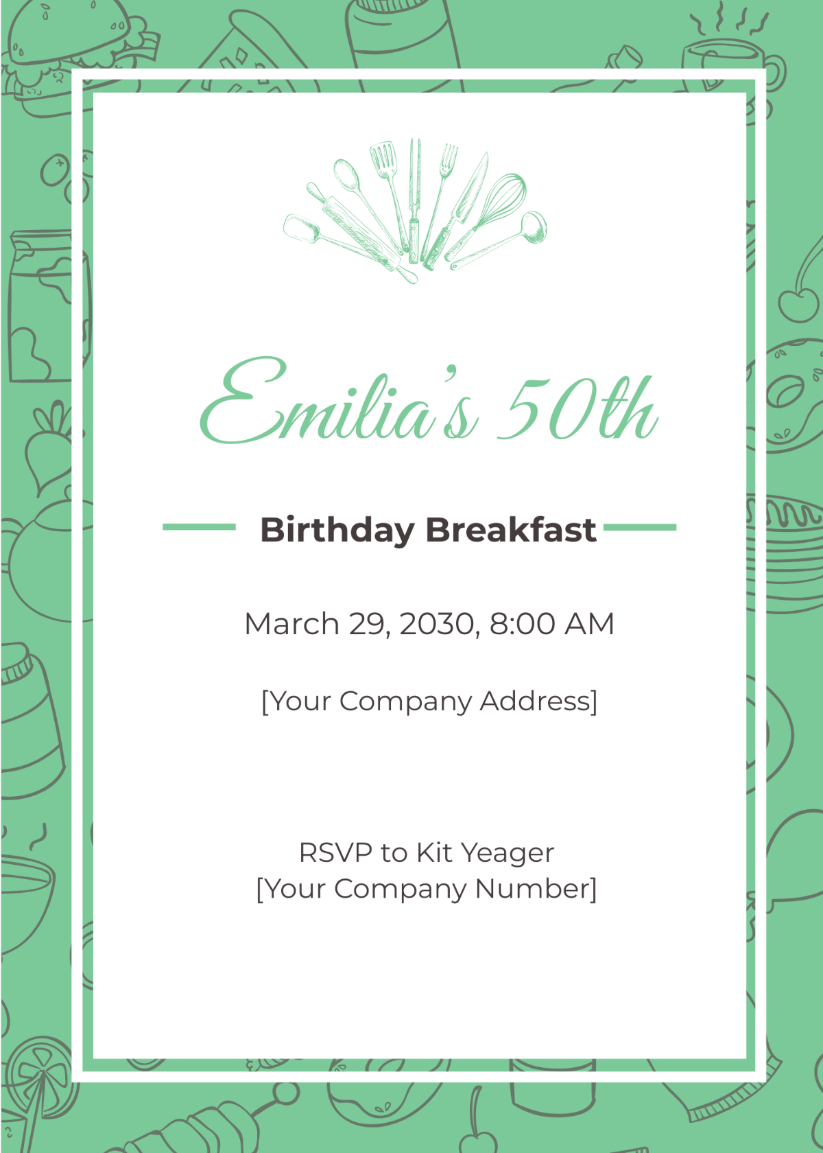 Free Birthday Breakfast Invitation Template