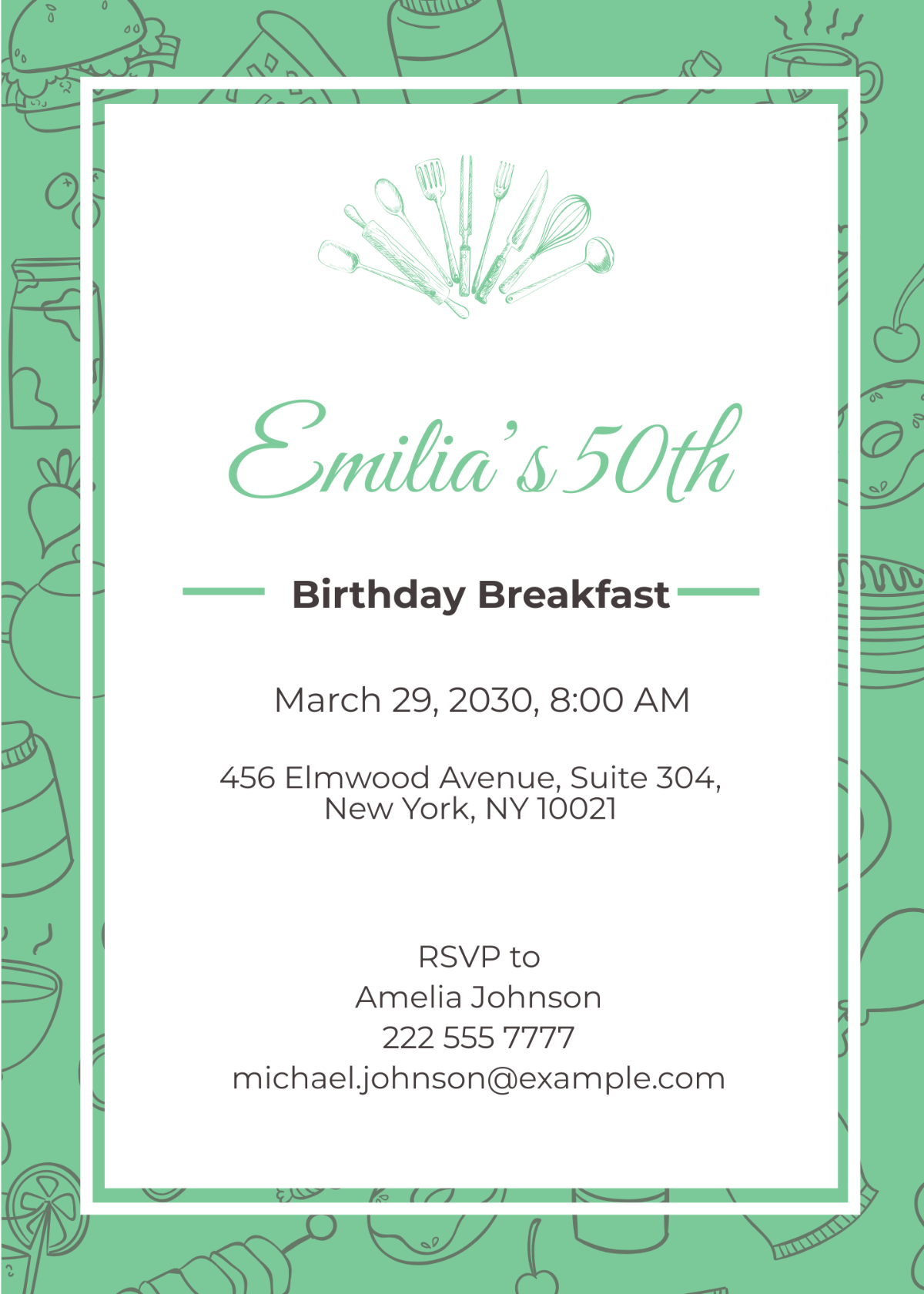 Birthday Breakfast Invitation