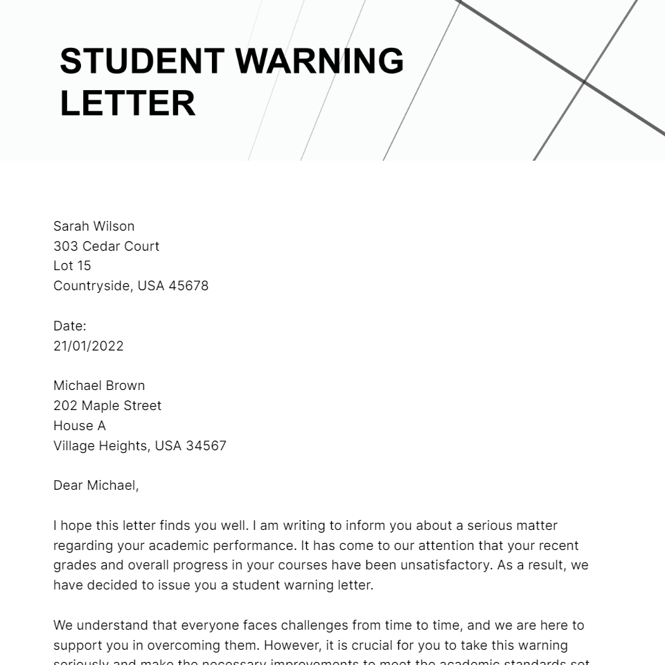 student warning letter Template