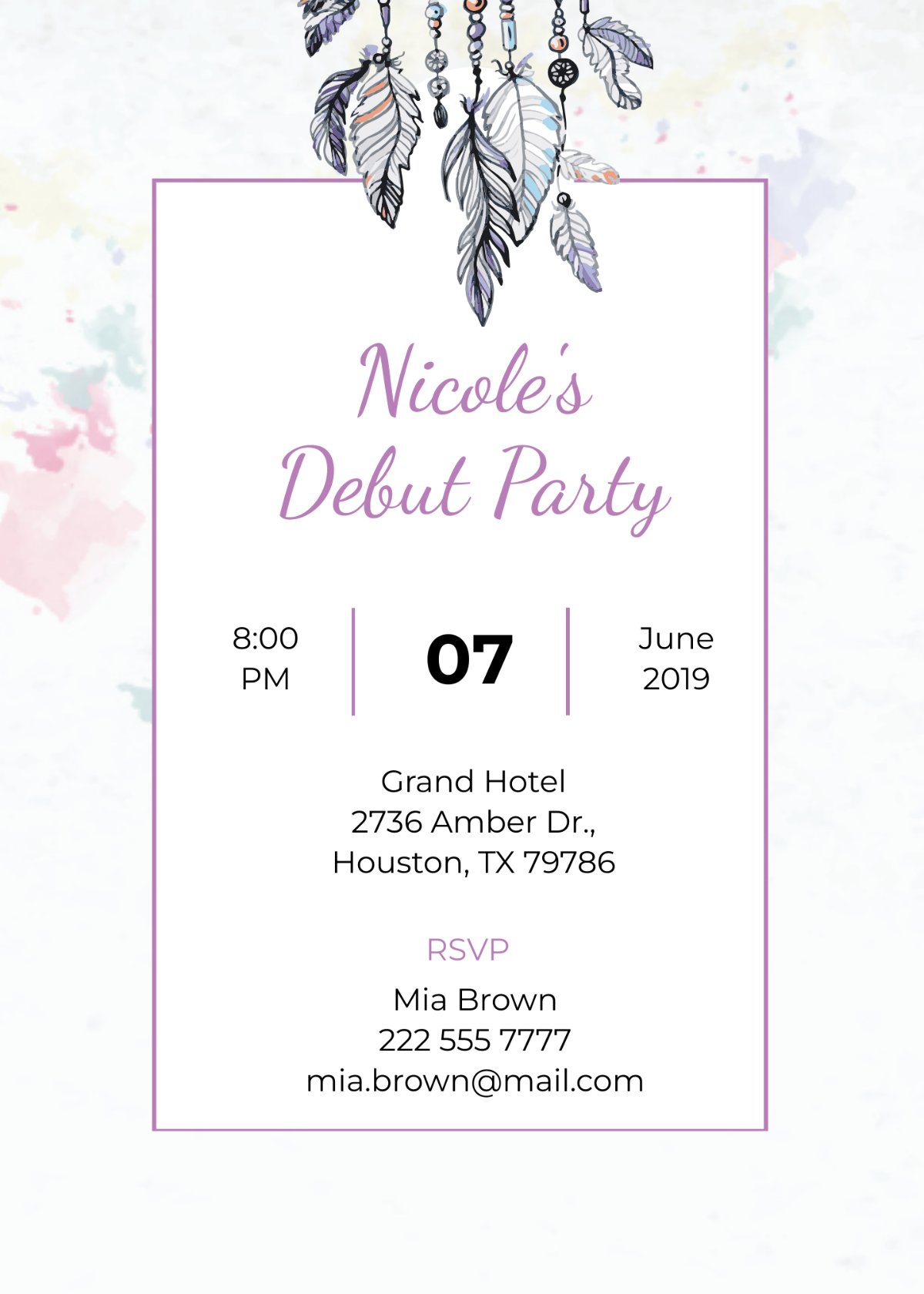 Boho Debut Invitation Template - Edit Online & Download