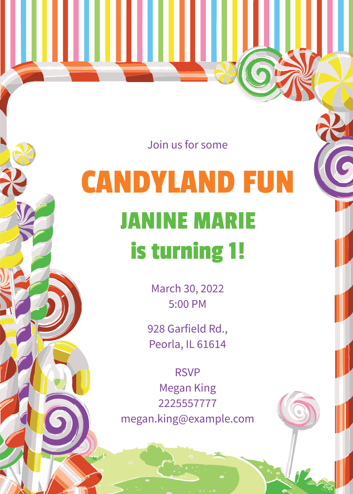 Sample Candyland Birthday Invitation