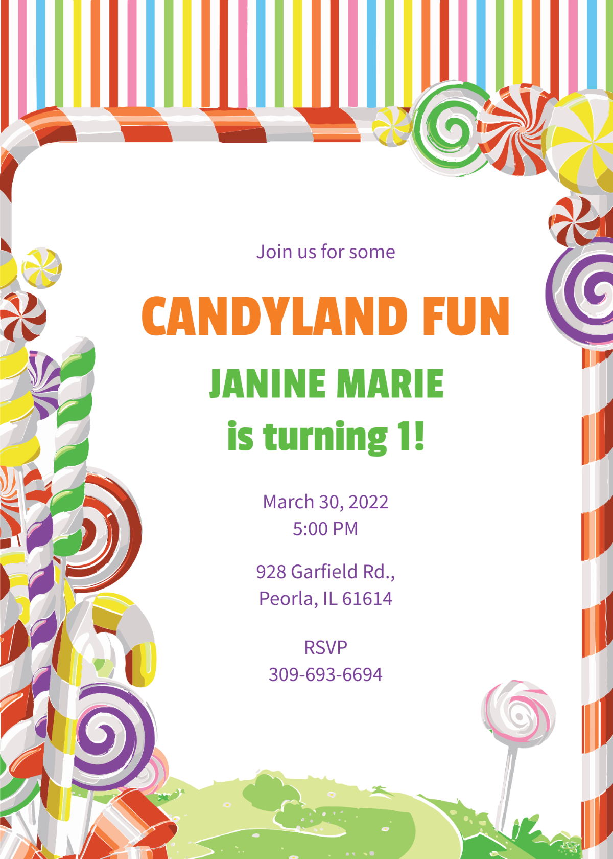 Free Sample Candyland Birthday Invitation Template