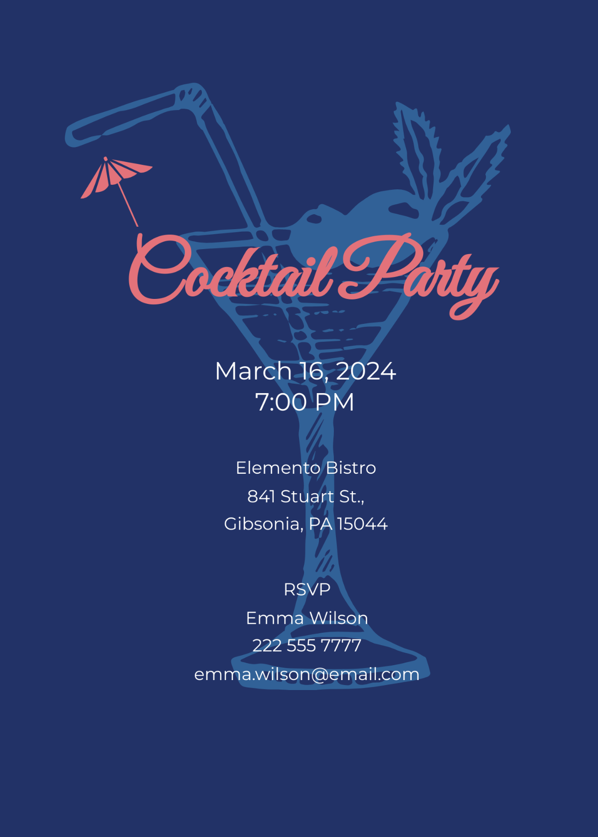 Cocktail Party Invitation Template - Edit Online & Download