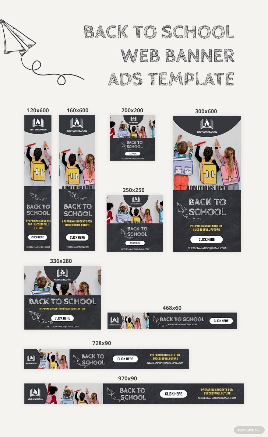 Back To School Web Banner Ads Template