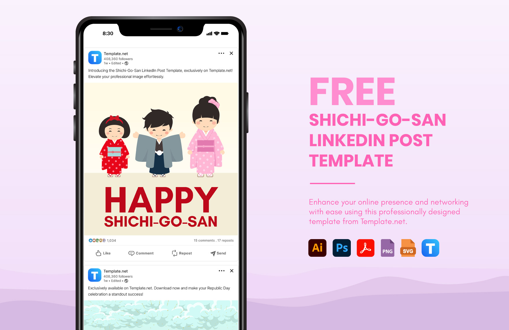Free Shichi-Go-San LinkedIn Post Template in PDF, Illustrator, PSD, SVG, PNG