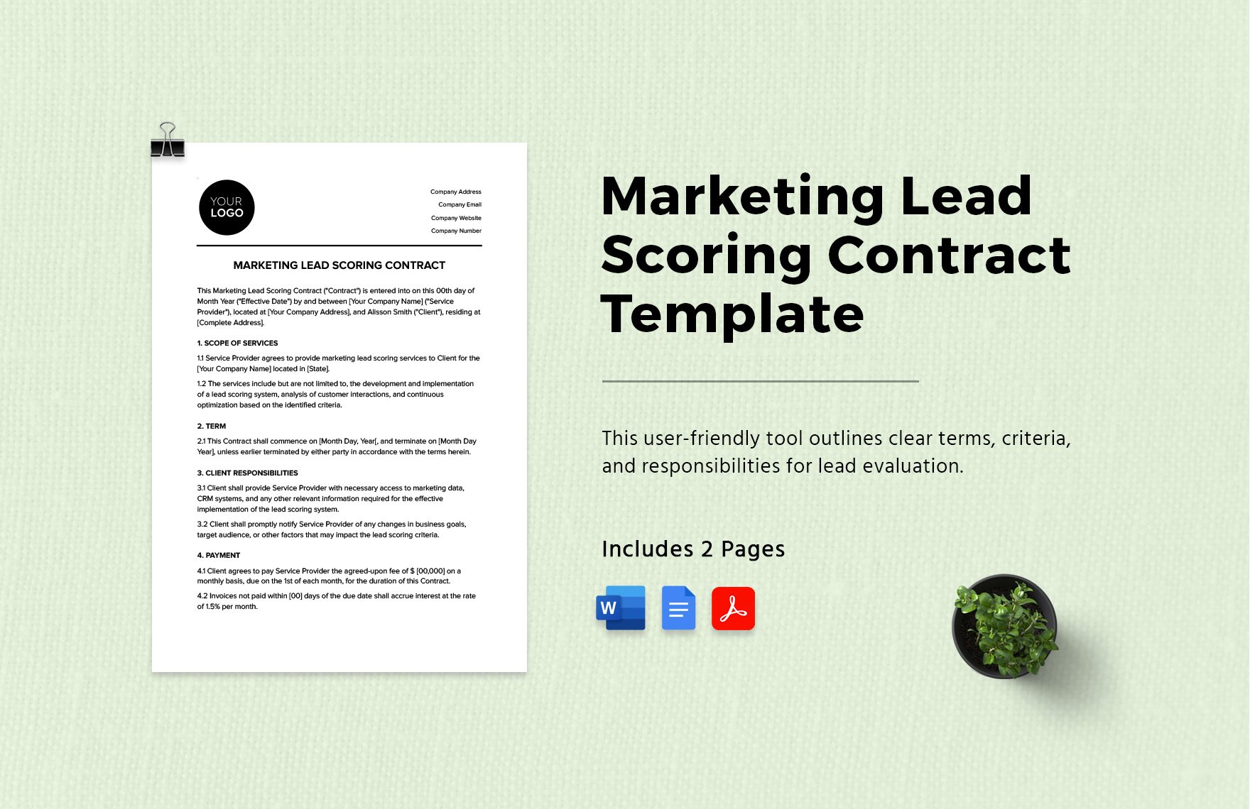 Marketing Lead Scoring Contract Template in Word, Google Docs, PDF