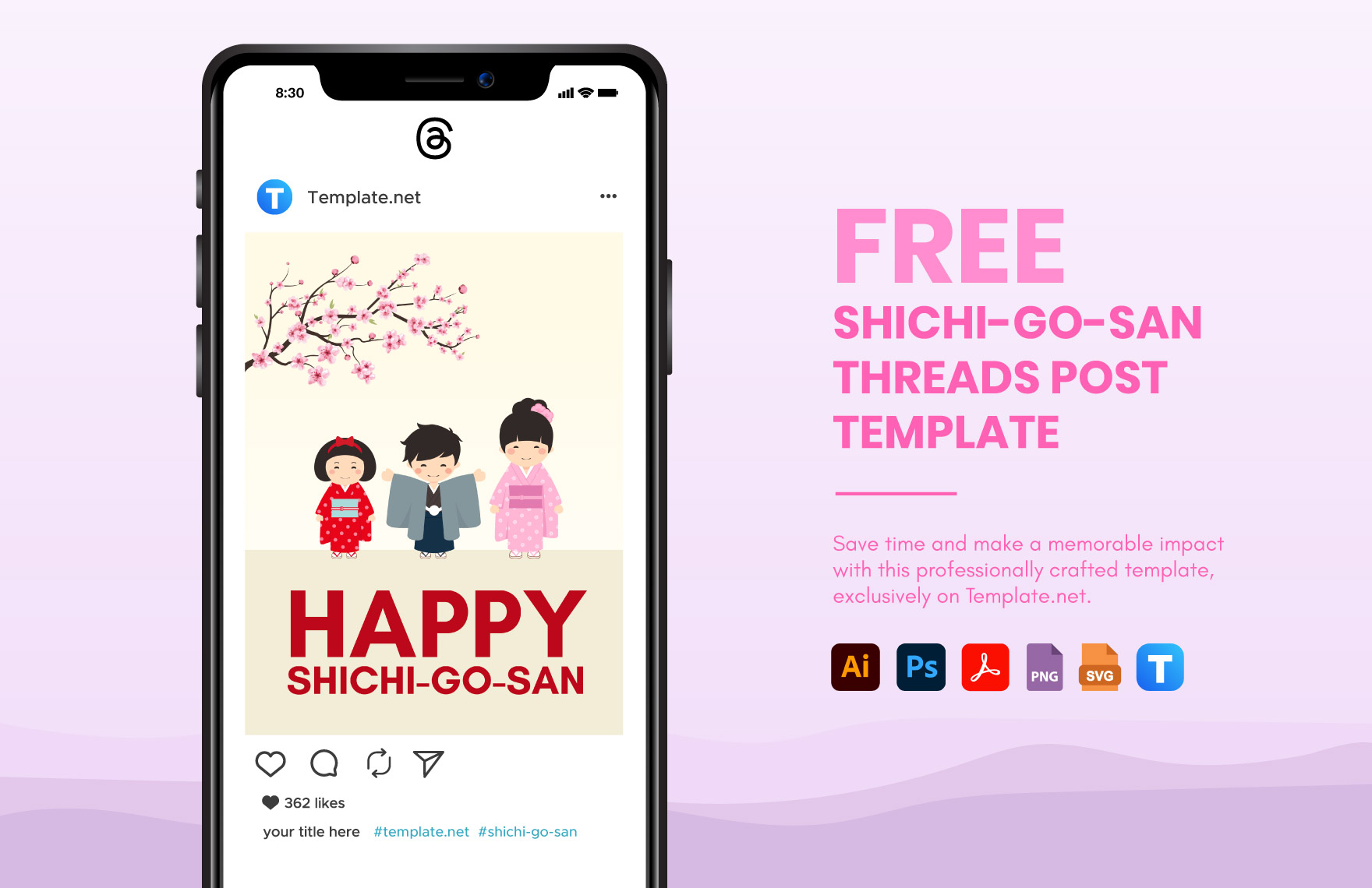 Free Shichi-Go-San Threads Post Template in PDF, Illustrator, PSD, SVG, PNG