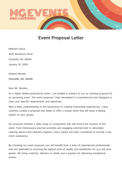 Free Event Proposal Letter Template to Edit Online