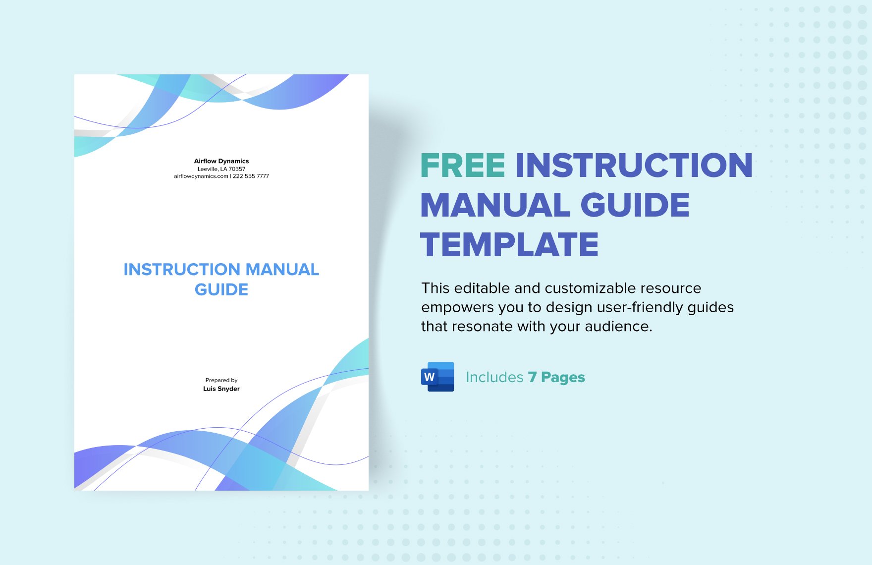 Free Instruction Manual Guide Template