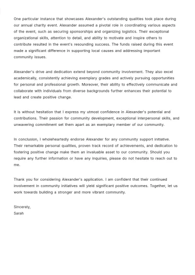 Free Community Support Letter Template to Edit Online