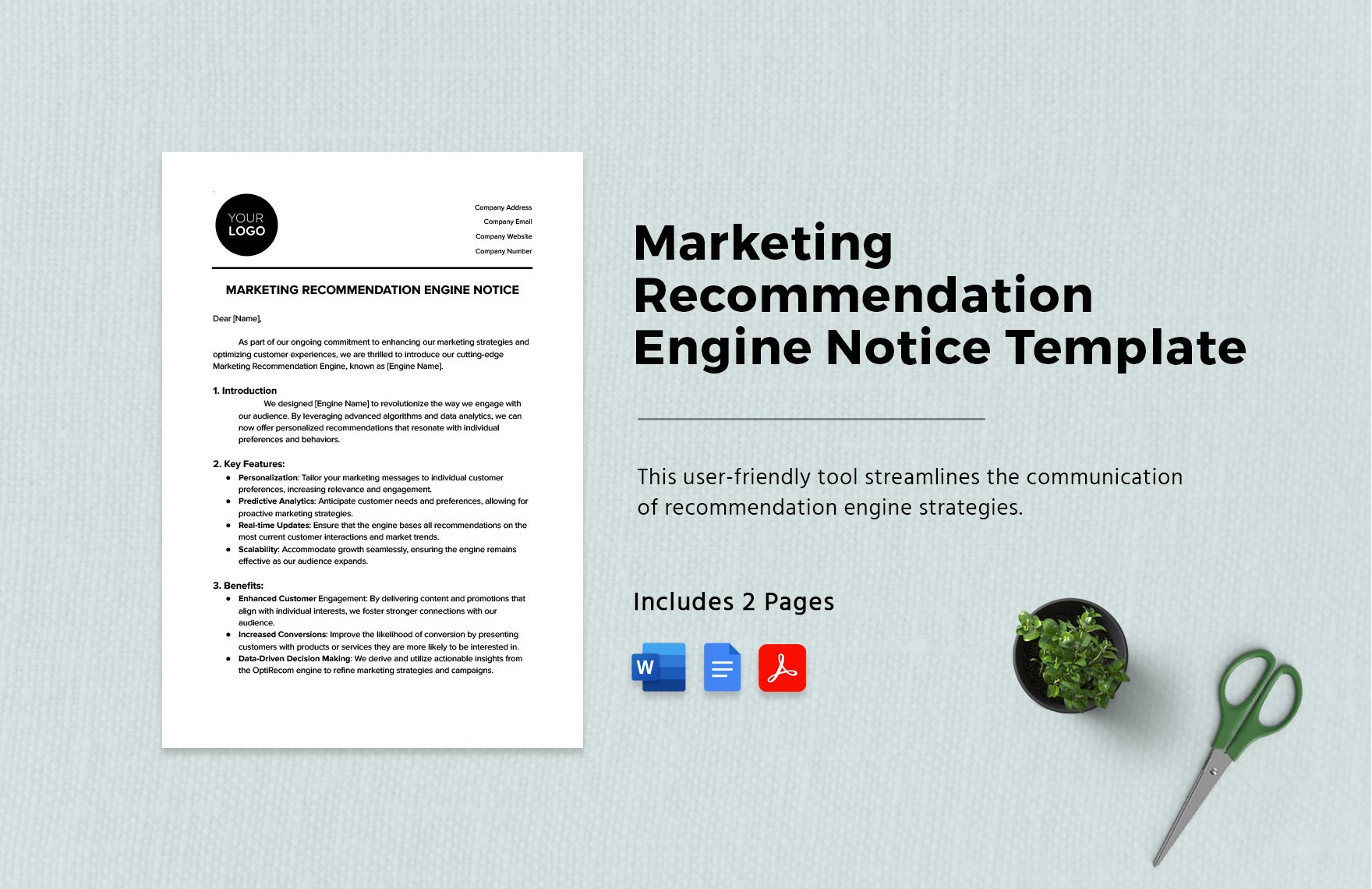 Marketing Recommendation Engine Notice Template