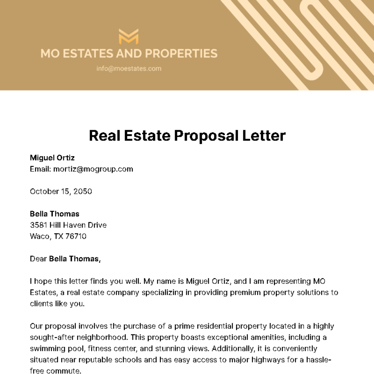Real Estate Proposal Letter Template