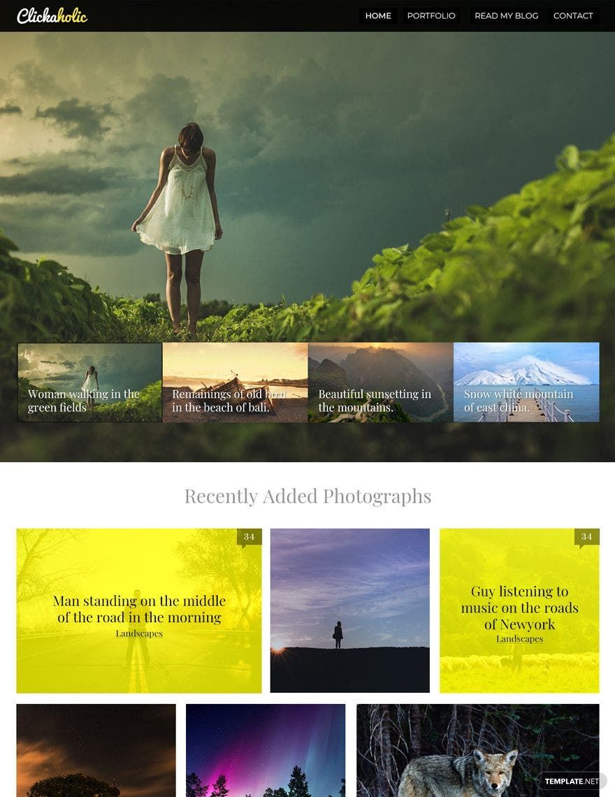 Clickaholic Website Template in PSD