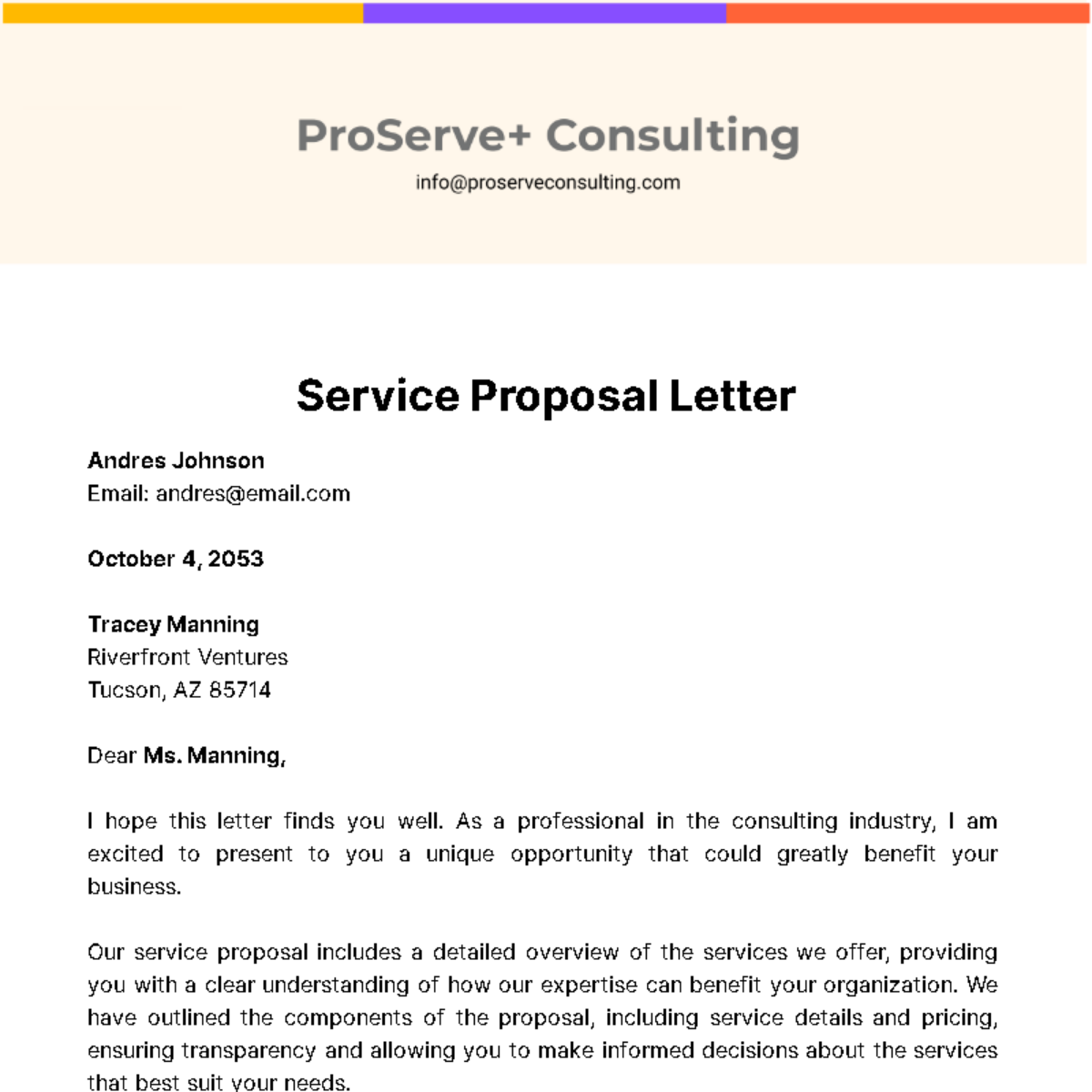 Service Proposal Letter Template