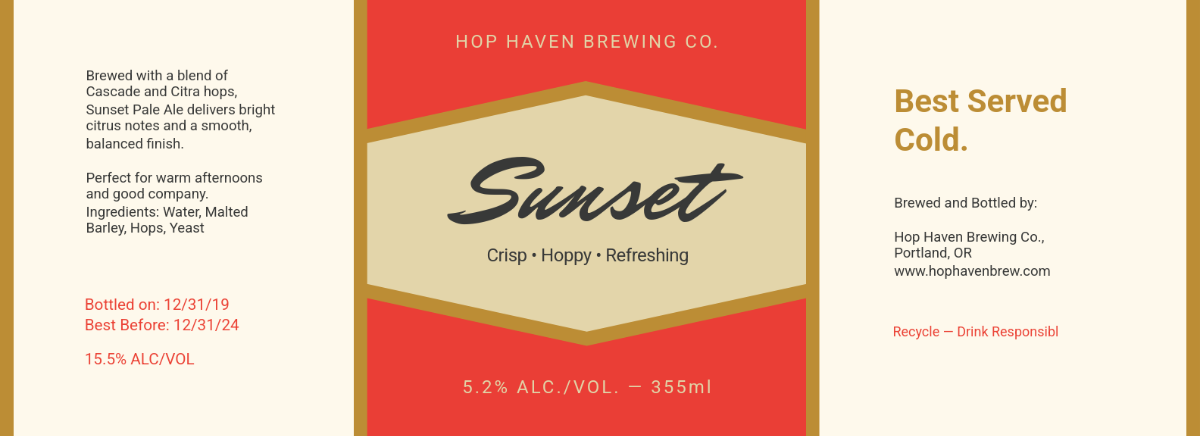 Free Beer Bottle Label Template