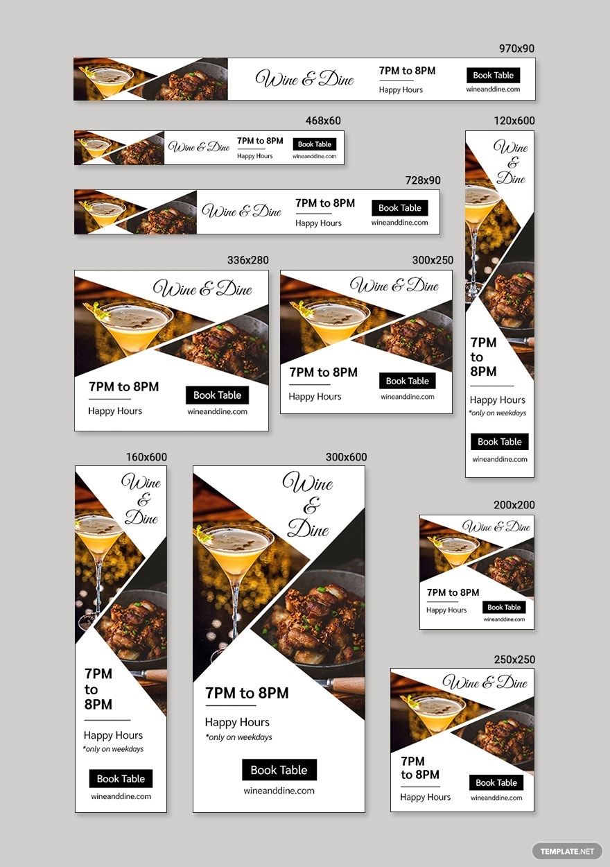 Restaurant & Bar Google Ad Banner Template in PSD