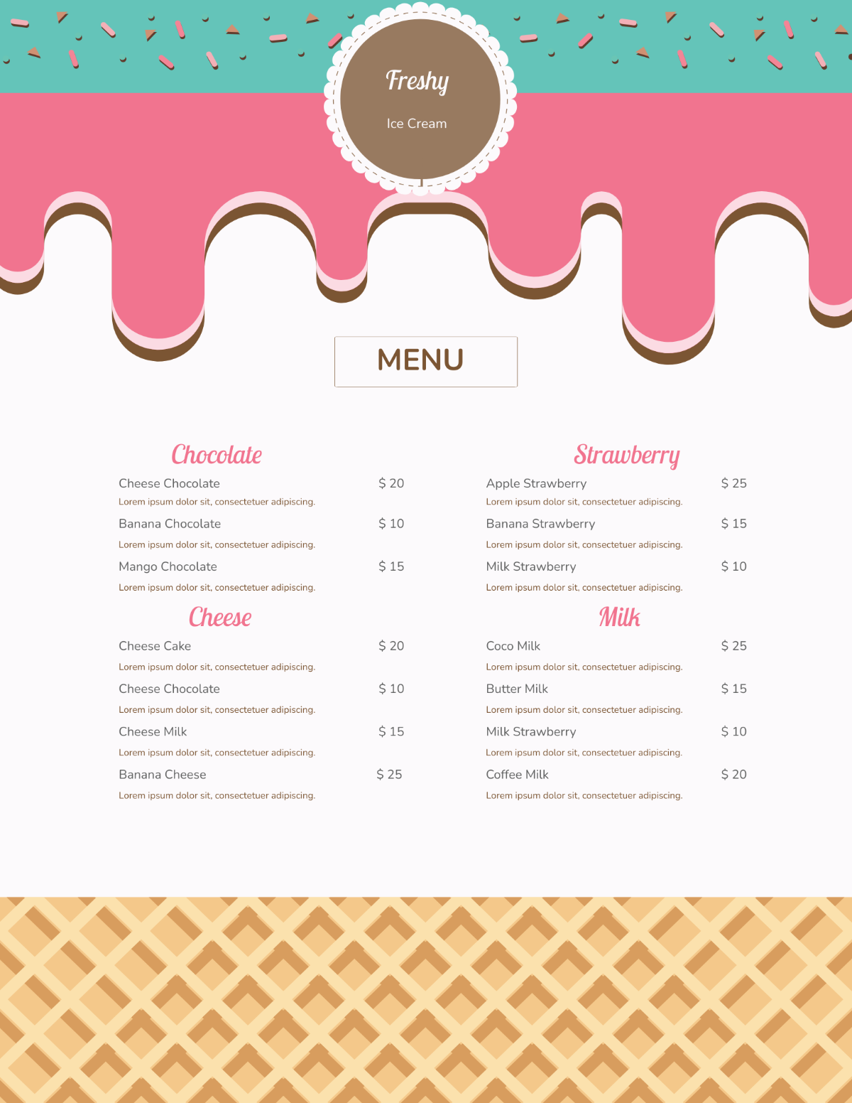 Ice Cream Menu Template - Edit Online & Download