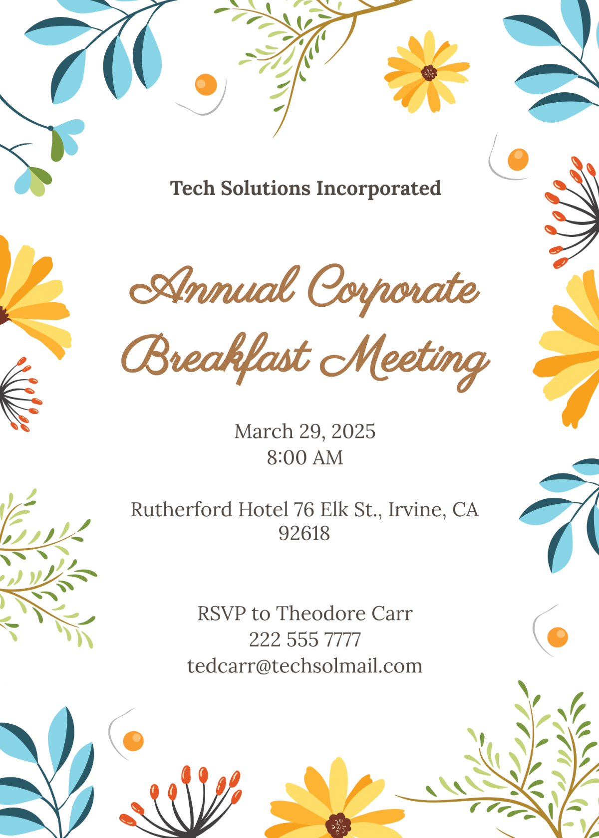 Corporate Breakfast Invitation Template - Edit Online & Download