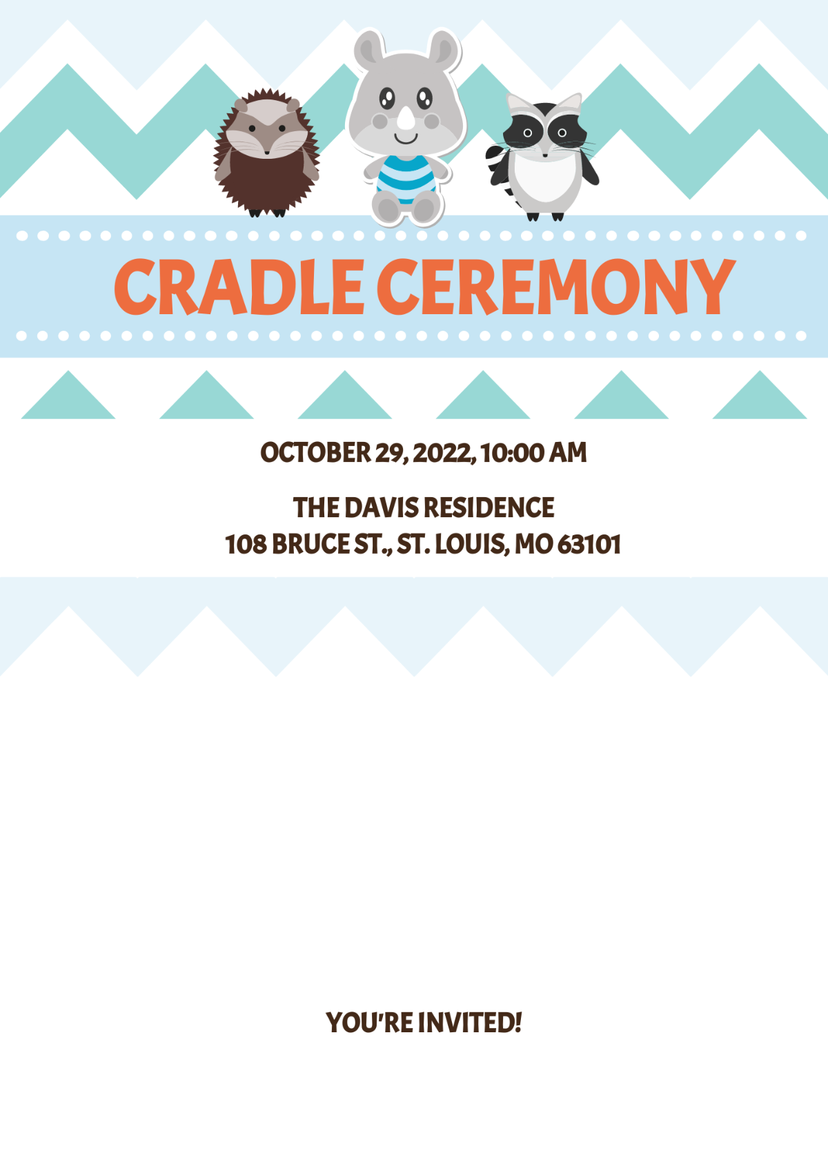 Simple Cradle Ceremony Invitation Template