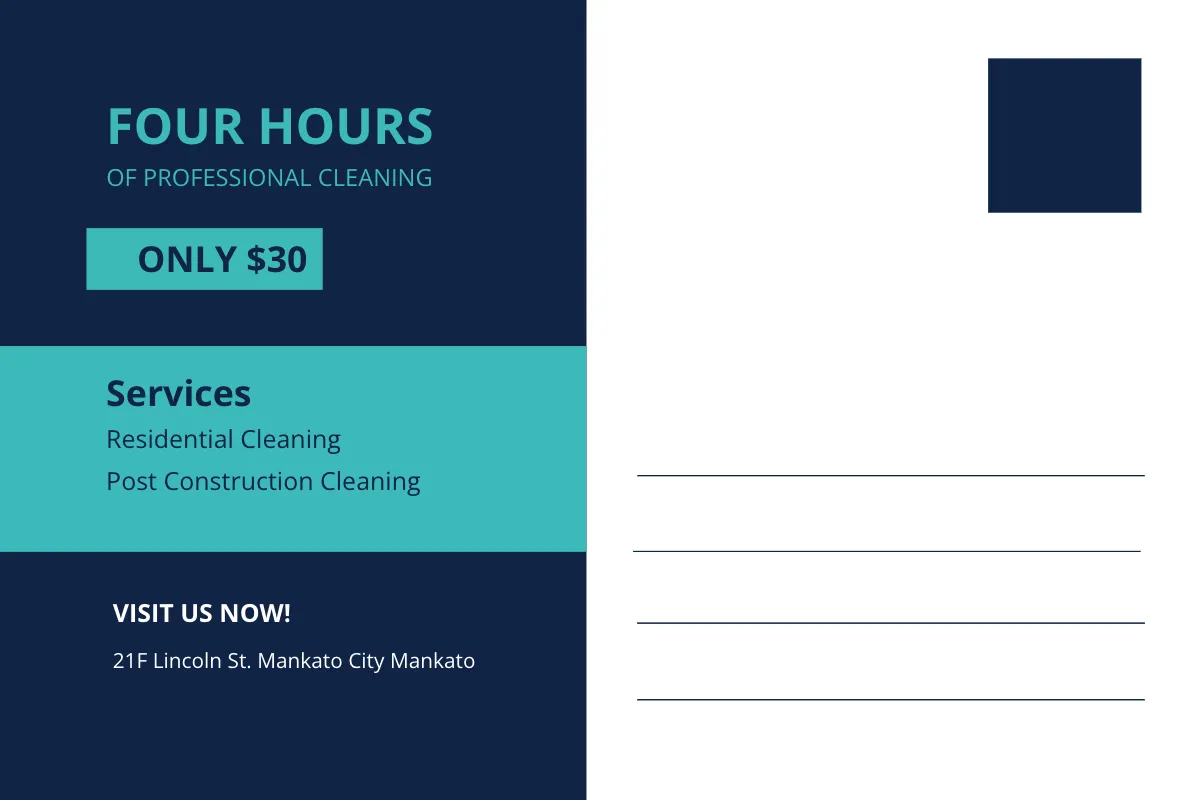 Free Cleaning Postcard Template to Edit Online