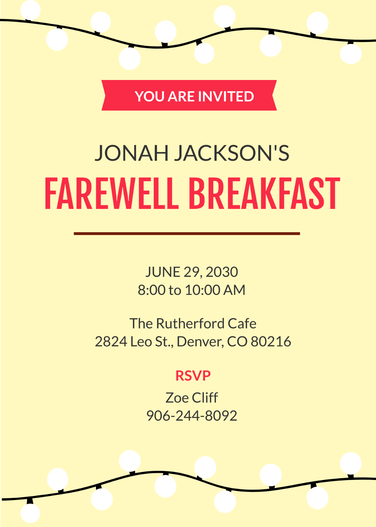 Free Farewell Breakfast Invitation Template