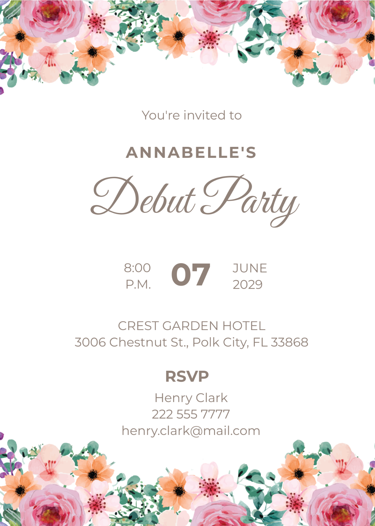 Formal Debut Invitation Template - Edit Online & Download