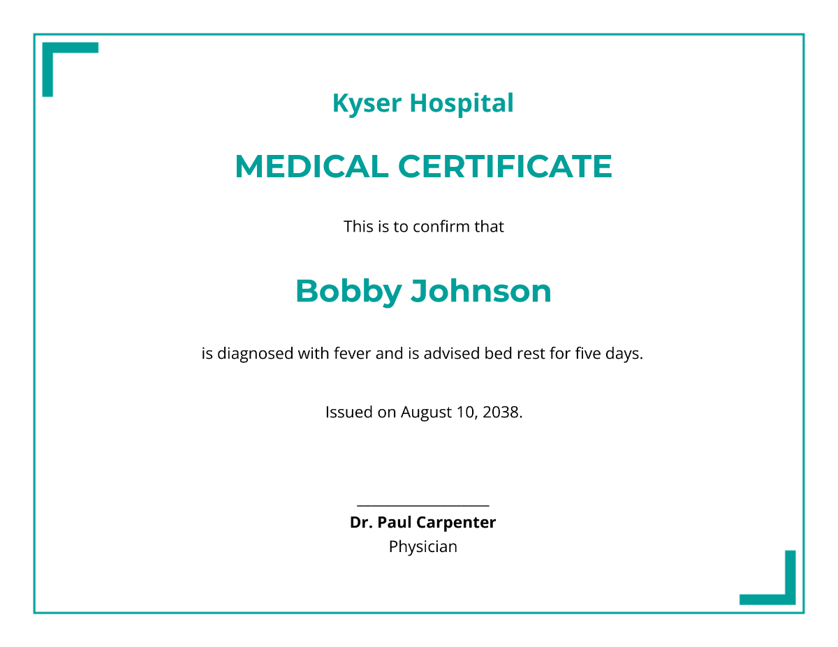 Medical Certificate for Sick Leave