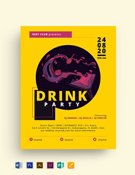drink party flyer template 440x570