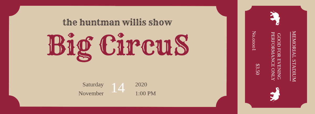 Circus Admission Ticket Template