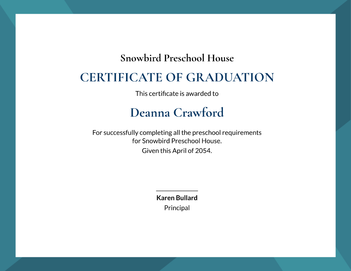 Preschool Graduation Certificate Template - Edit Online & Download