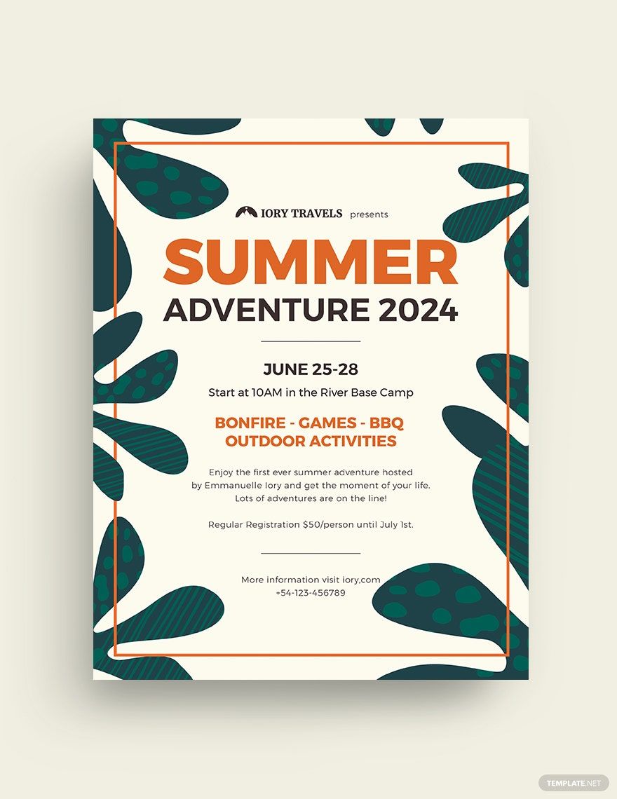 Summer Adventure Flyer Template in Word, Google Docs, Illustrator, PSD, Apple Pages, Publisher, InDesign