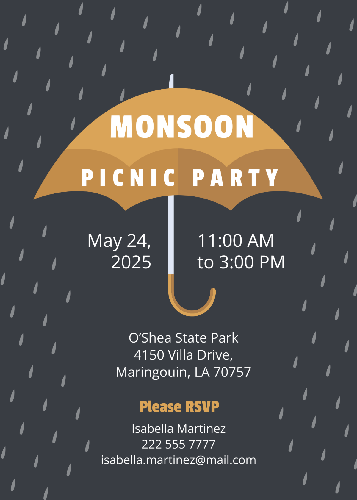 Monsoon Picnic Party Invitation Template - Edit Online & Download