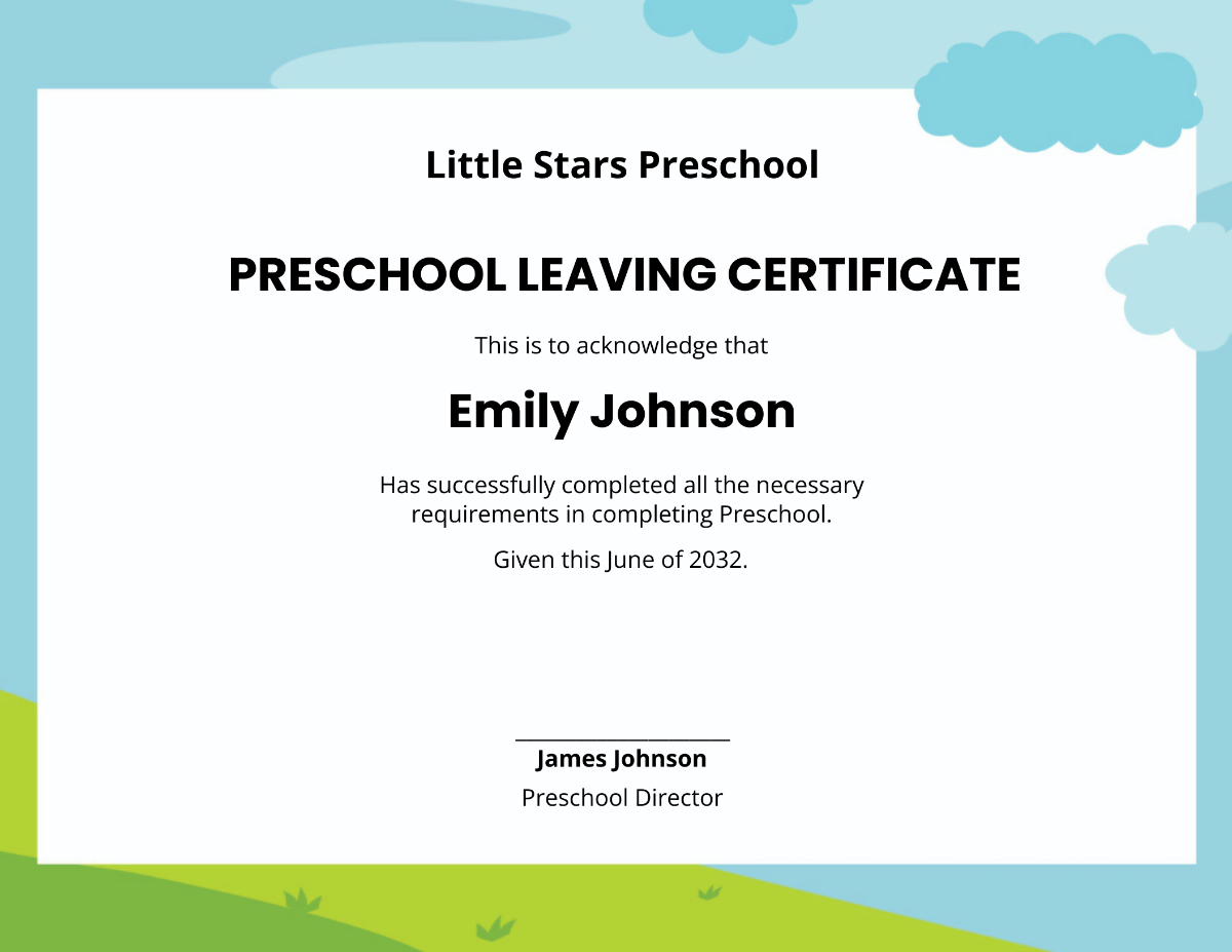 Preschool Leaving Certificate