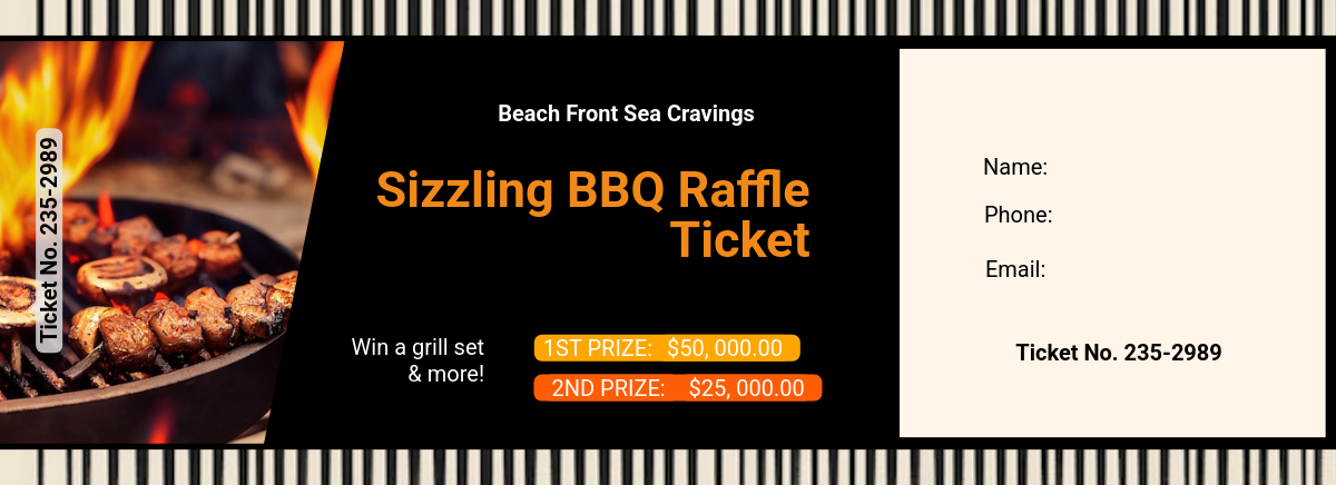 Free BBQ Raffle Ticket Template to Edit Online