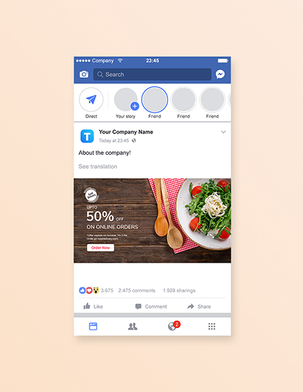 Free Food Restaurant Facebook Ad Banners Template to Edit Online