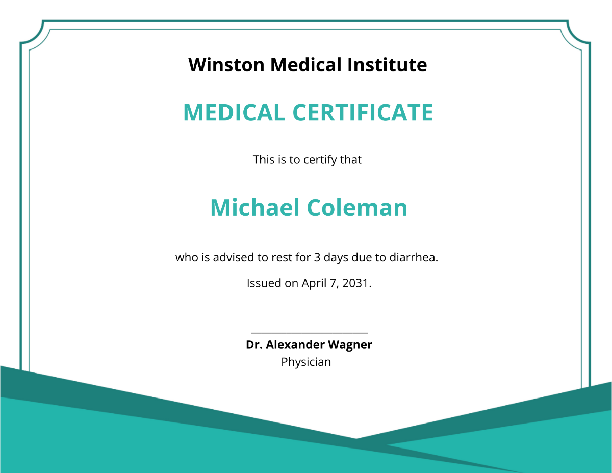 Hospital Medical Certificate