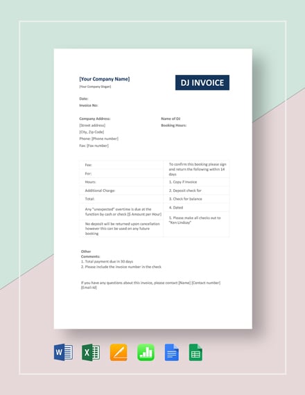 Dj Invoice Template Download 171 Invoices In Microsoft Word Excel - dj invoice template