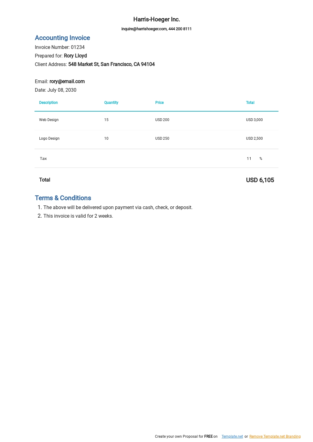 HVAC Invoice Template Free PDF Google Docs Google Sheets Excel