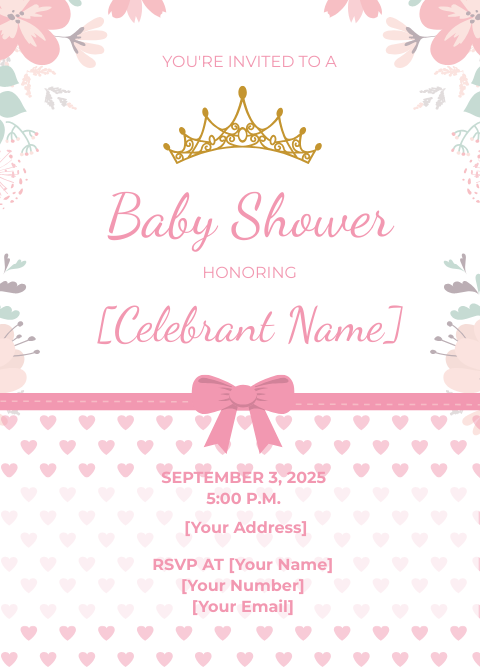 Modern Princess Baby Shower Invitation