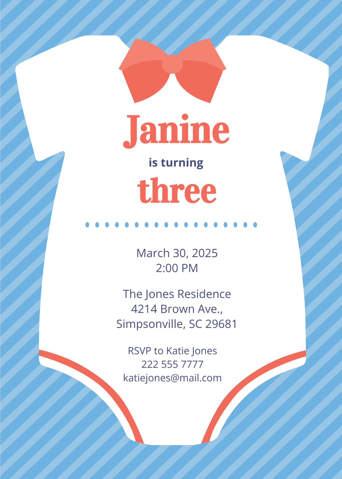 Sample Onesie Invitation