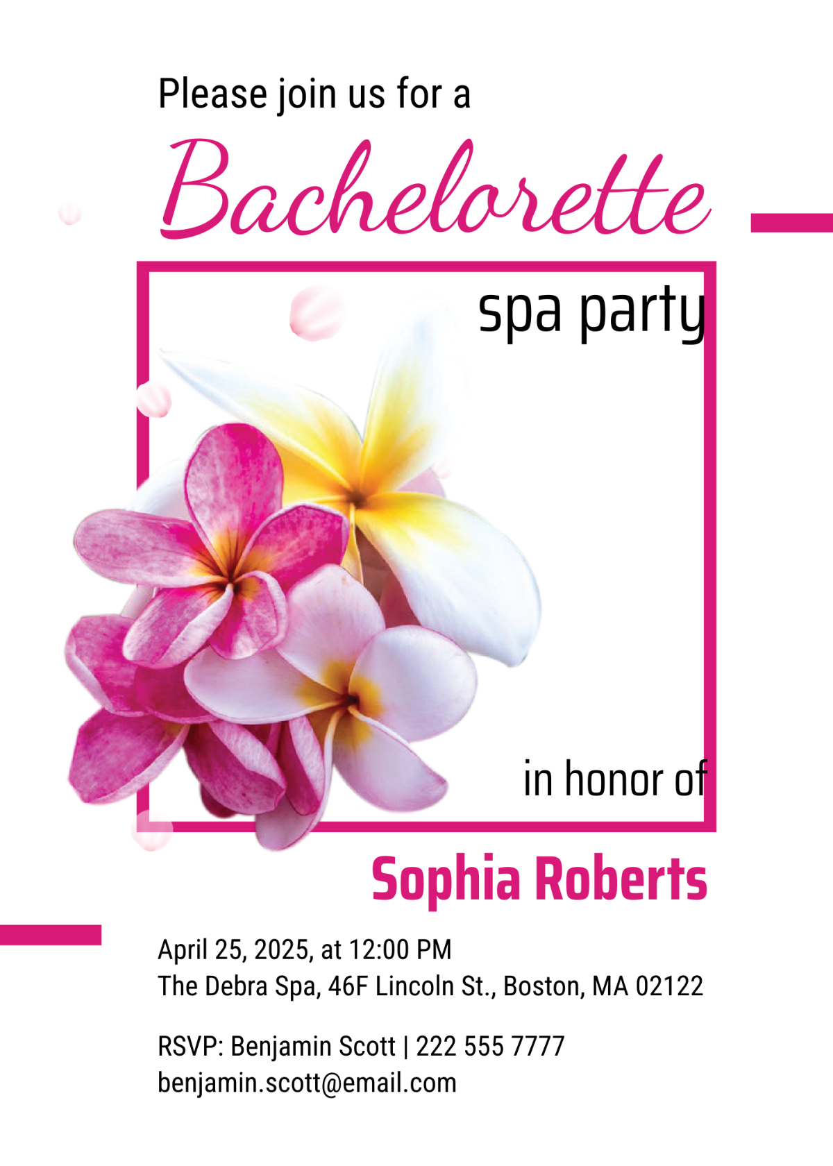 Bachelorette Spa Party Invitation