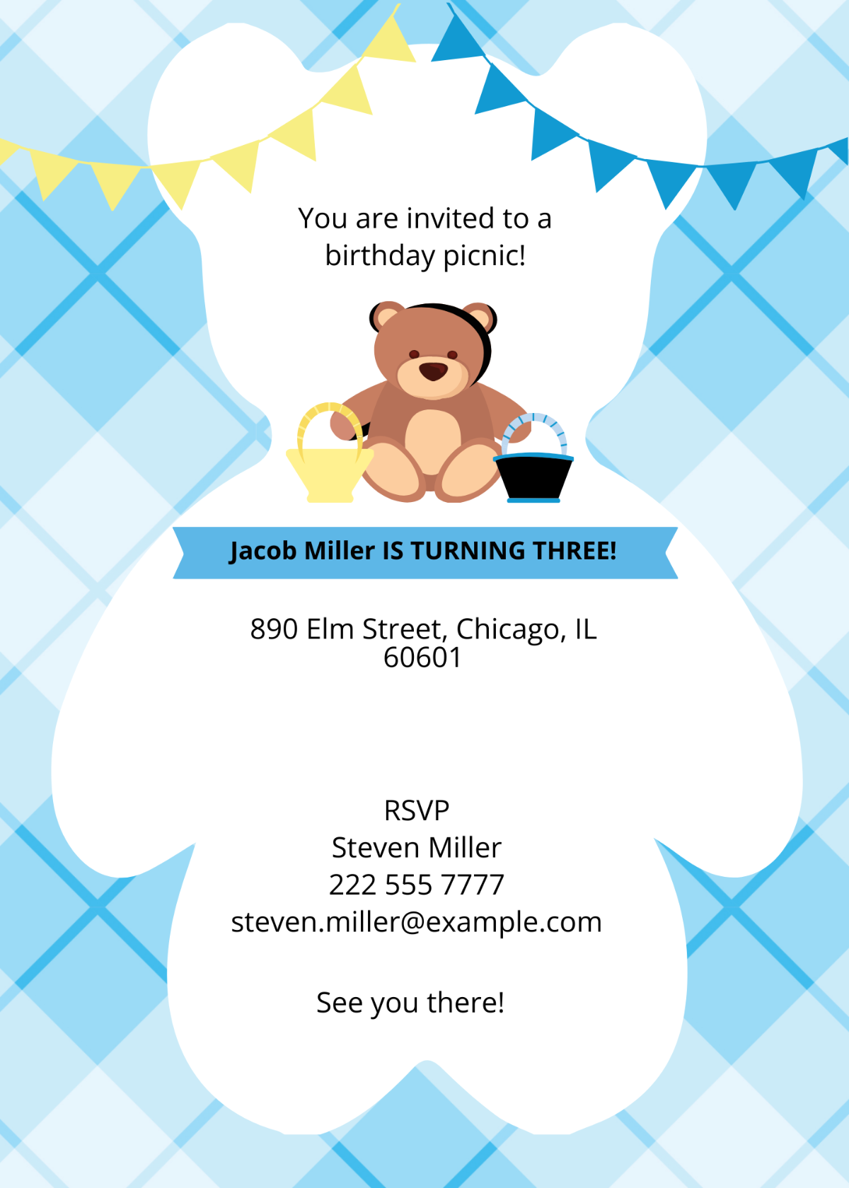 Teddy Bear Picnic Birthday Invitation