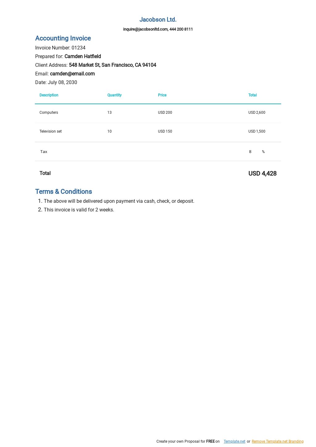 google sheets commercial invoice template